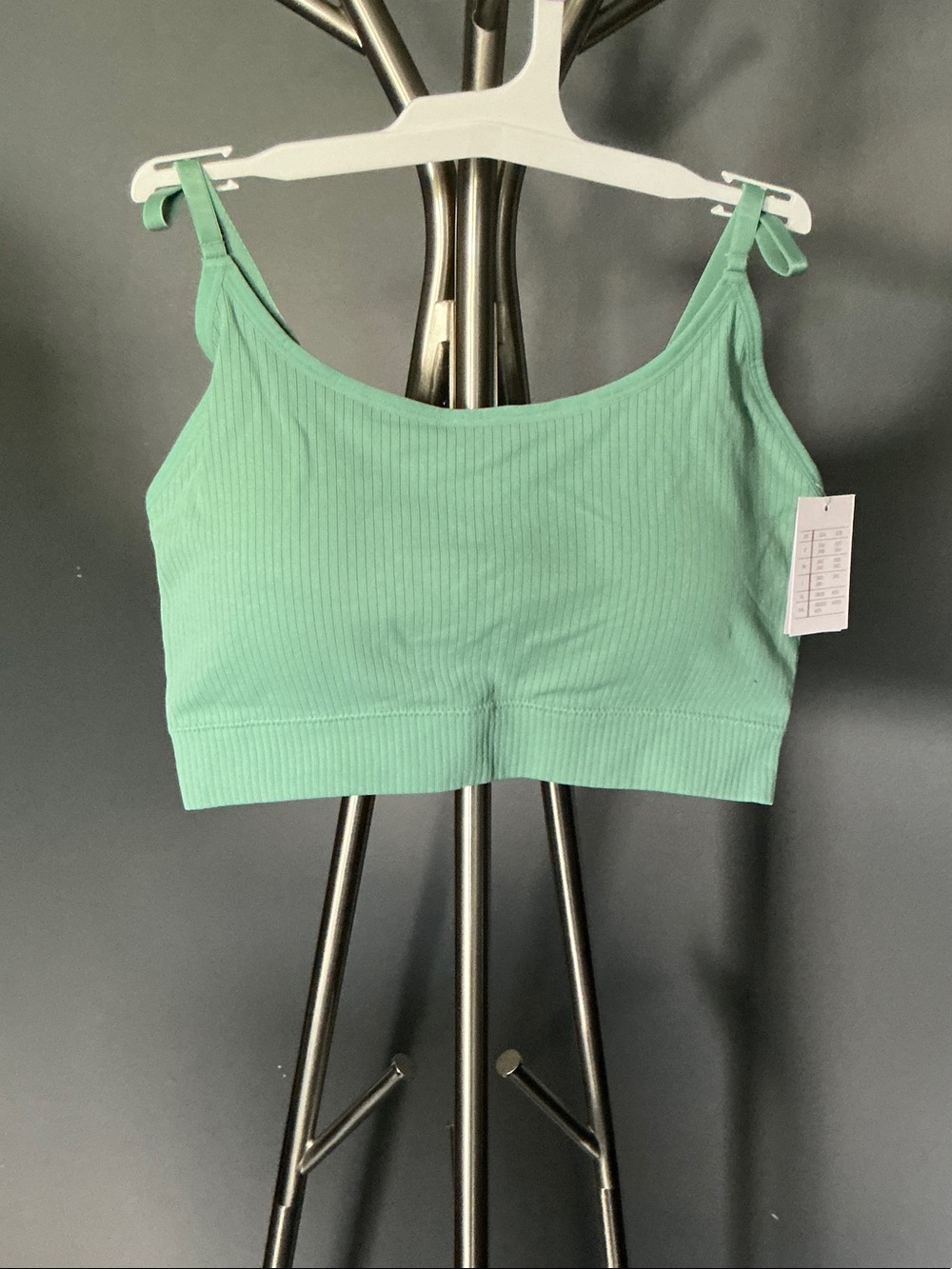 Ribbed Mint Green Crop Tank Top